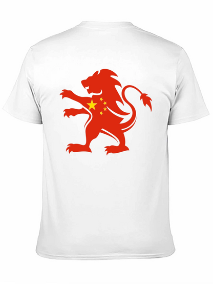 China Flag Lion Graphic Black T-Shirt