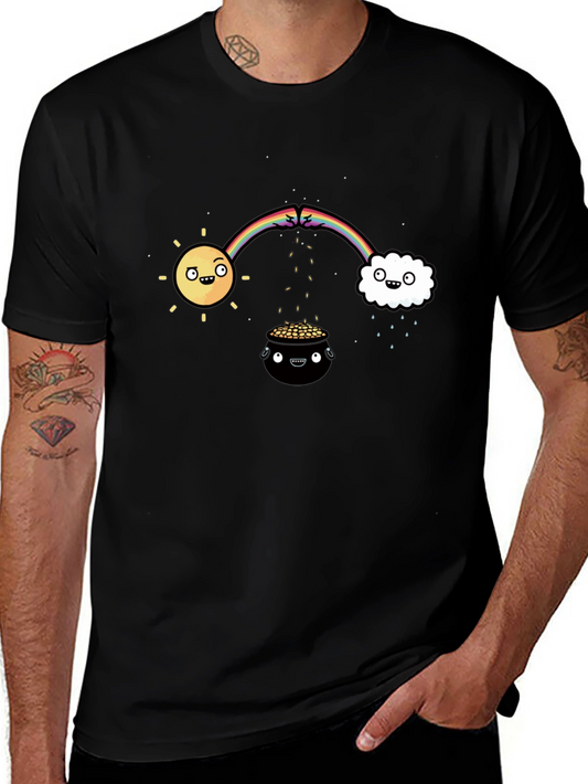 Lucky Black T-Shirt with Rainbow Design