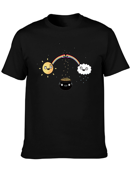 Lucky Black T-Shirt with Rainbow Design