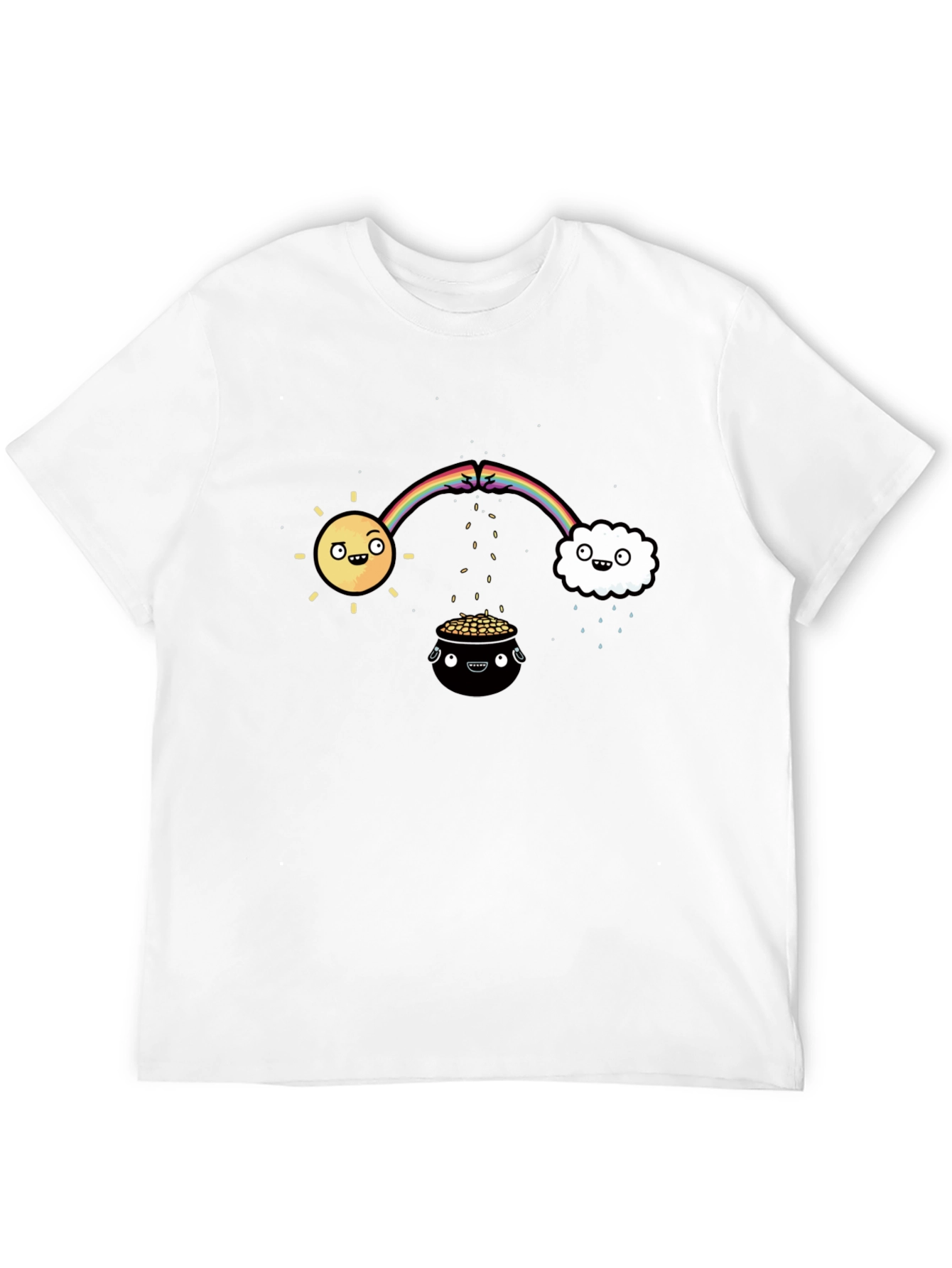 Lucky Black T-Shirt with Rainbow Design