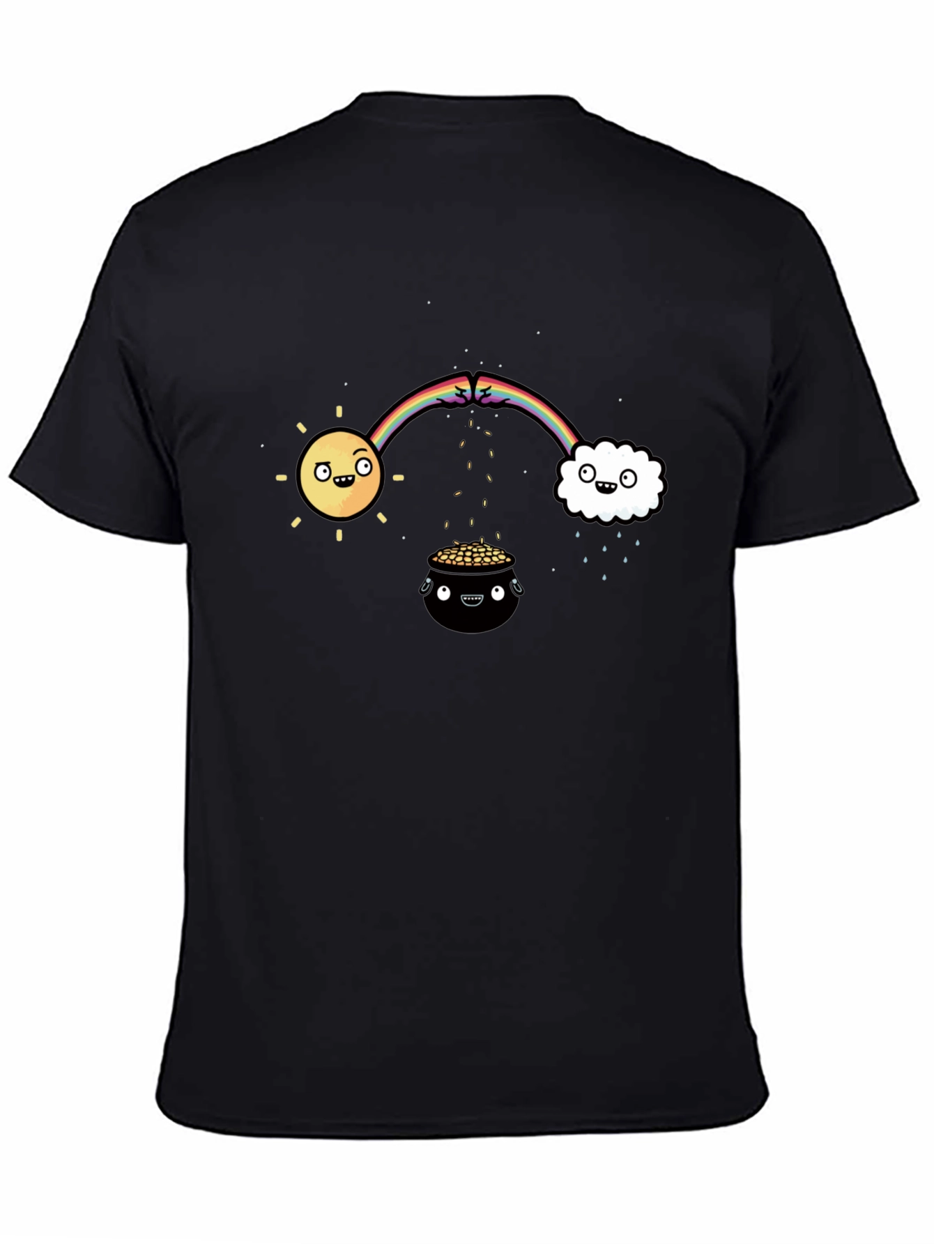 Lucky Black T-Shirt with Rainbow Design
