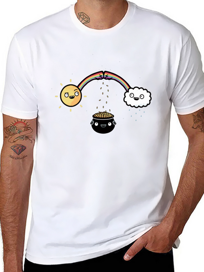 Lucky Black T-Shirt with Rainbow Design
