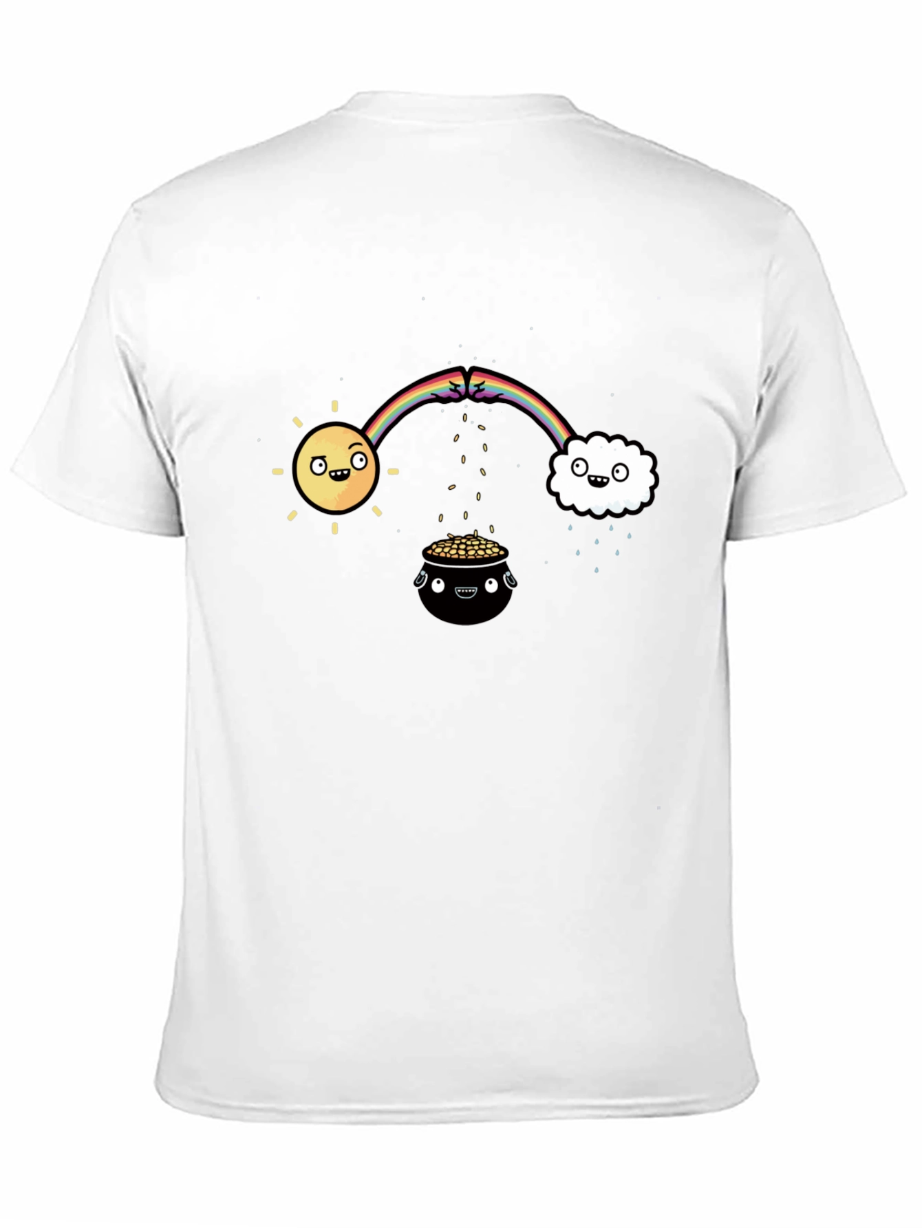 Lucky Black T-Shirt with Rainbow Design