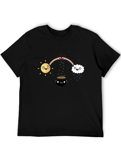 Lucky Black T-Shirt with Rainbow Design