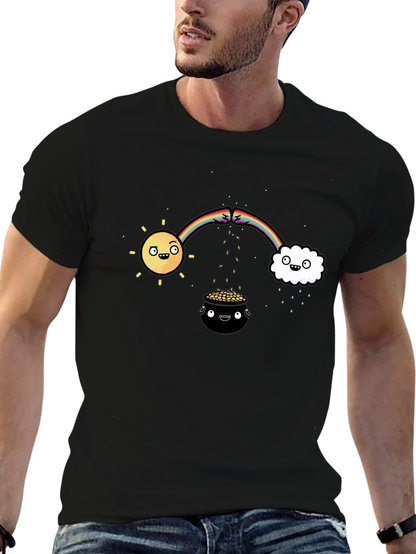 Lucky Black T-Shirt with Rainbow Design
