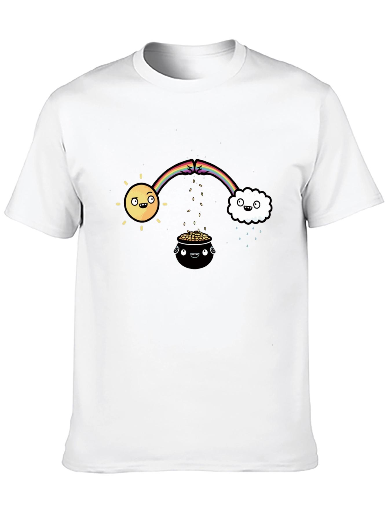 Lucky Black T-Shirt with Rainbow Design