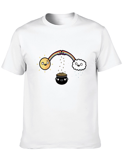 Lucky Black T-Shirt with Rainbow Design