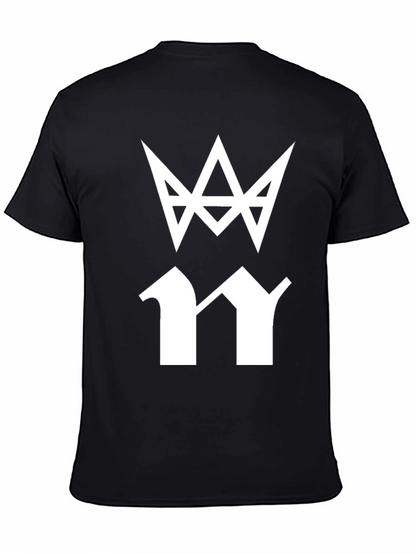 Mens Black T-Shirt with White Graphic Print