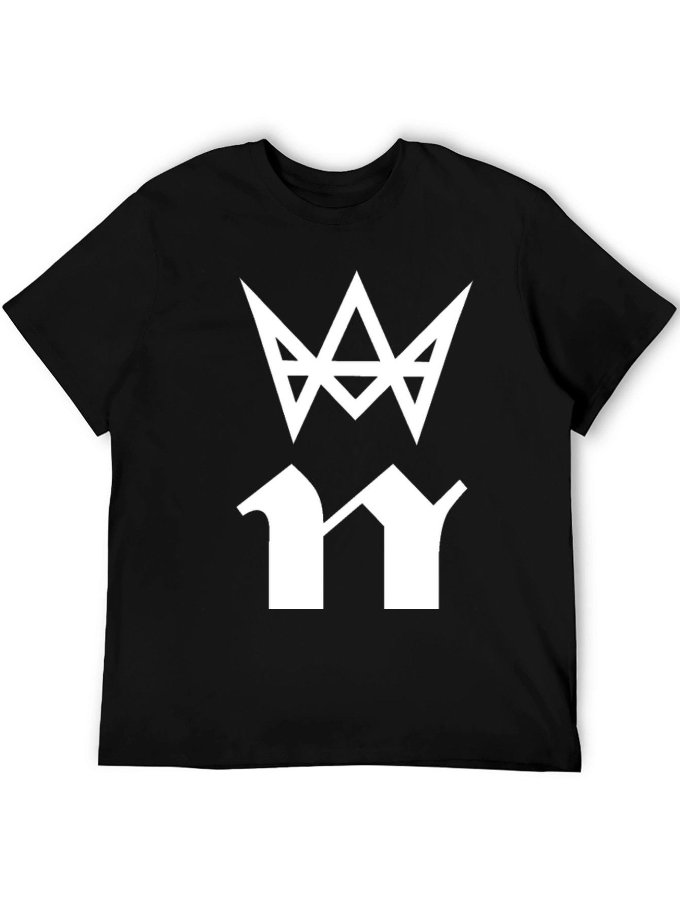 Mens Black T-Shirt with White Graphic Print