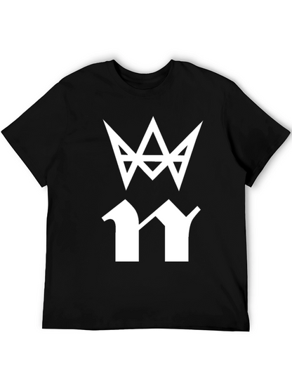 Mens Black T-Shirt with White Graphic Print