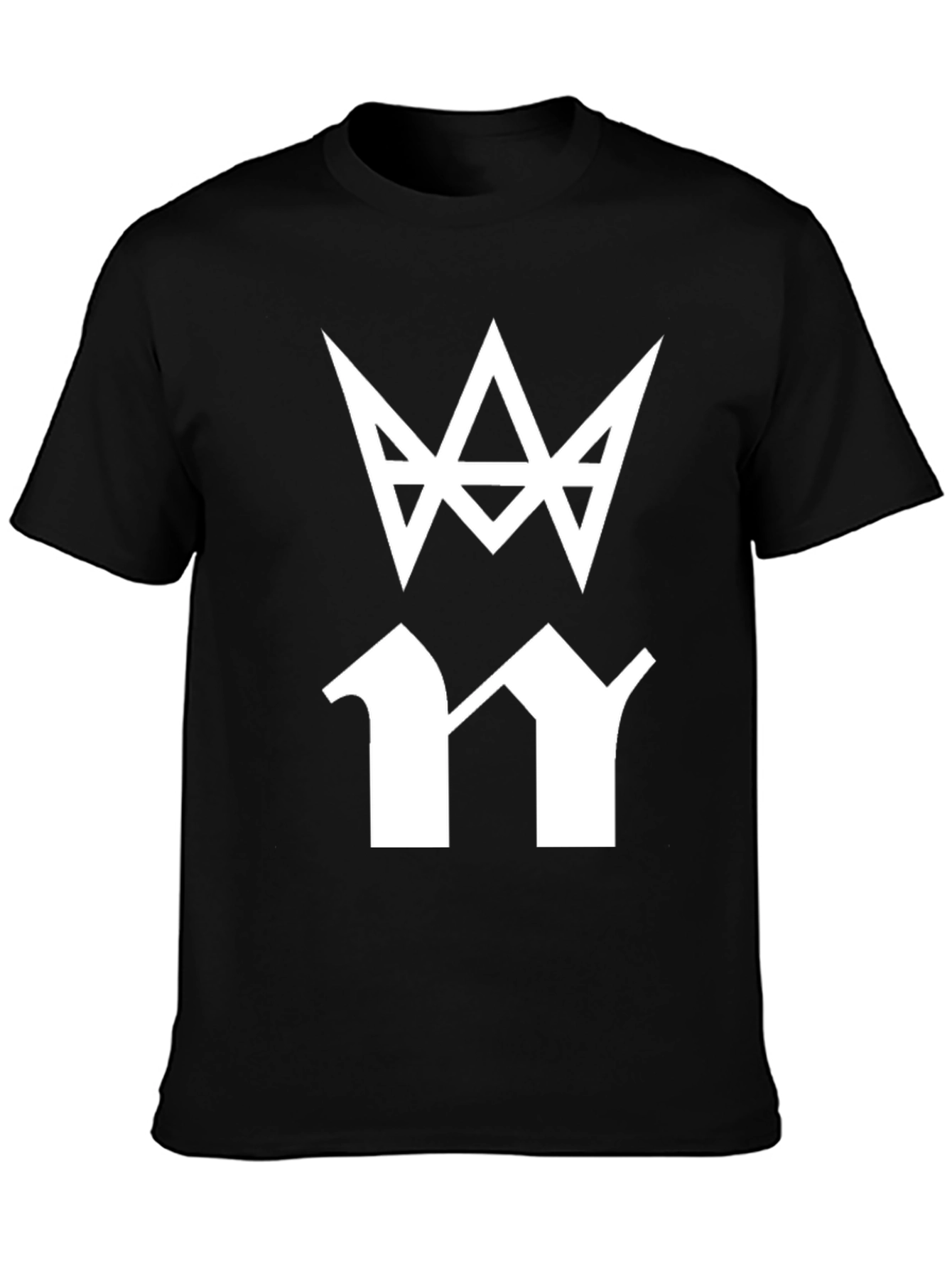 Mens Black T-Shirt with White Graphic Print