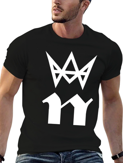 Mens Black T-Shirt with White Graphic Print