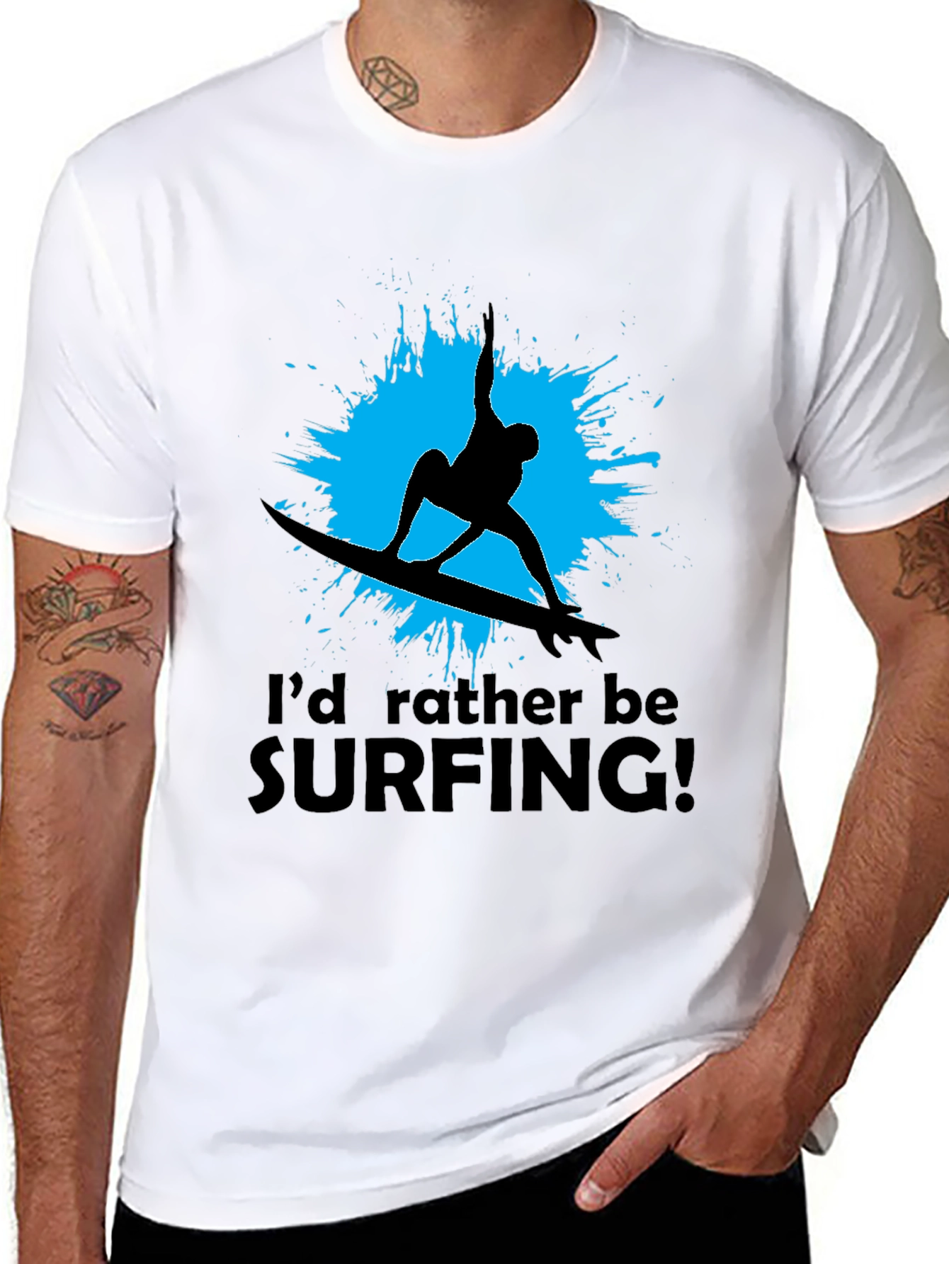 Surfer T-Shirt: Id Rather Be Surfing Black Tee
