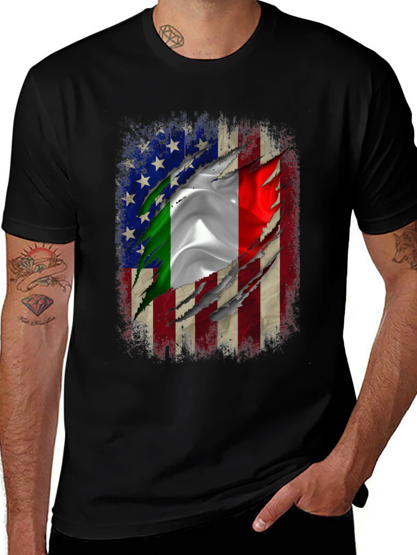Italian American Flag Graphic T-Shirt
