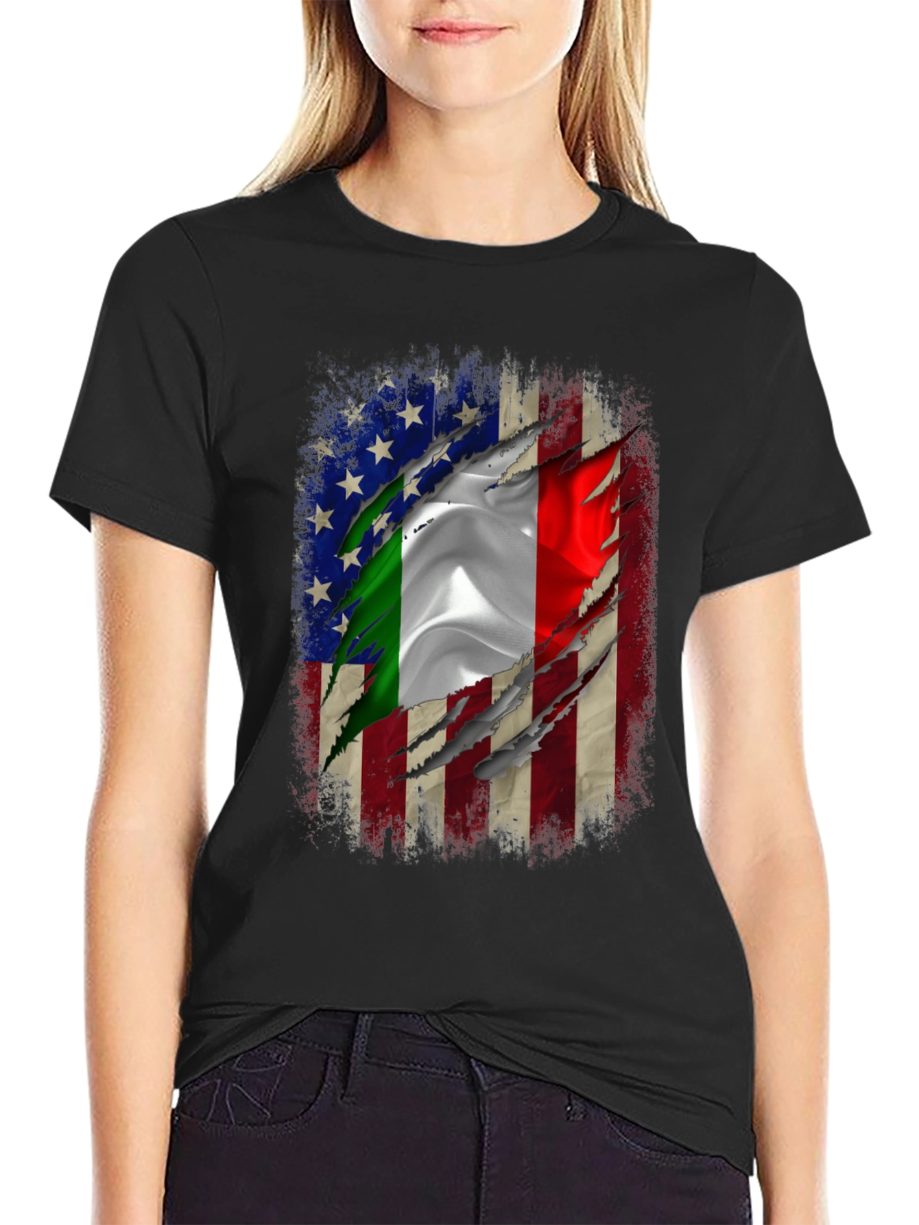 Italian American Flag Graphic T-Shirt