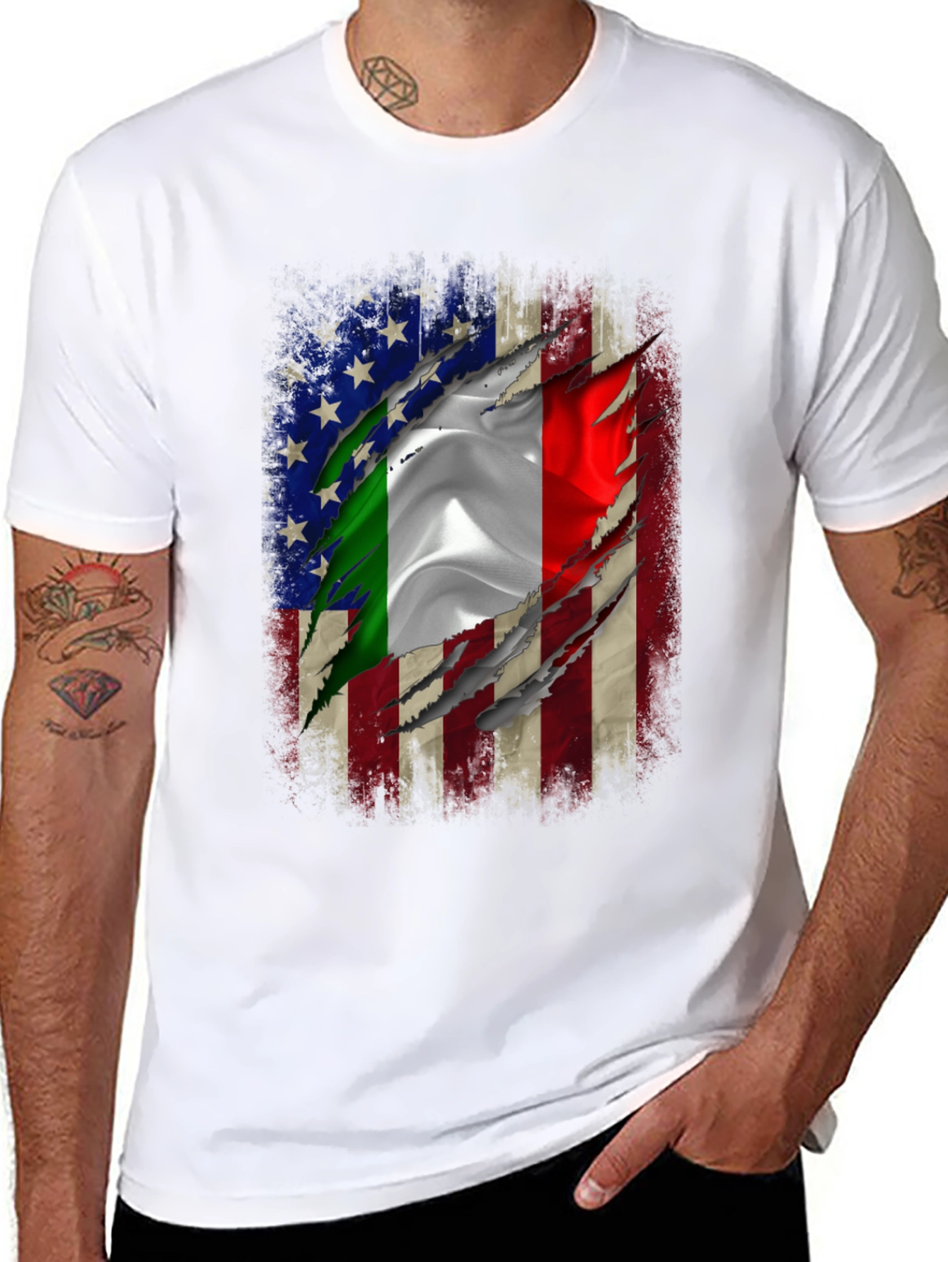 Italian American Flag Graphic T-Shirt