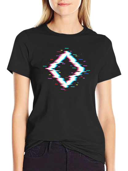 Glitch Diamond Black T-Shirt - Modern Geometric Design