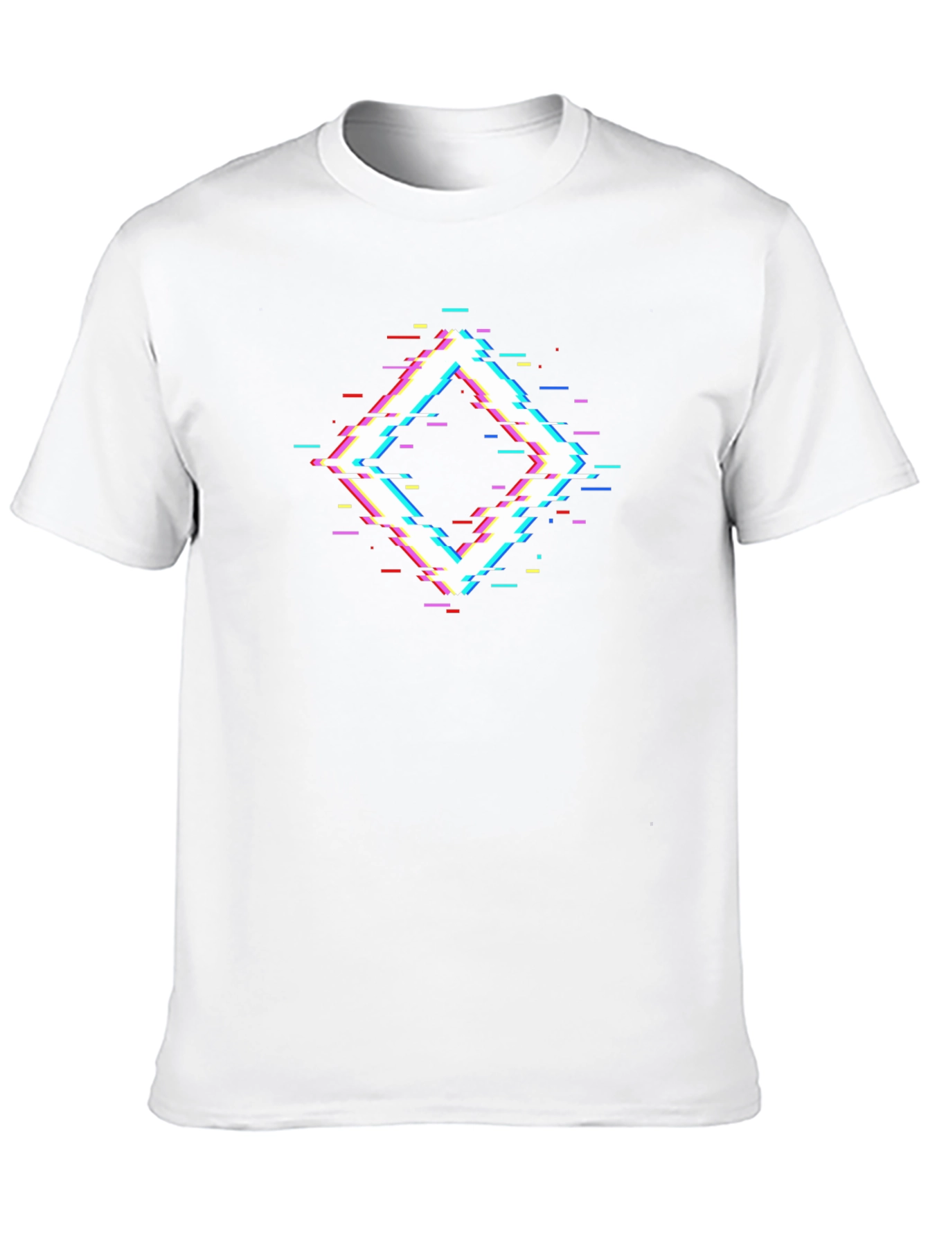 Glitch Diamond Black T-Shirt - Modern Geometric Design