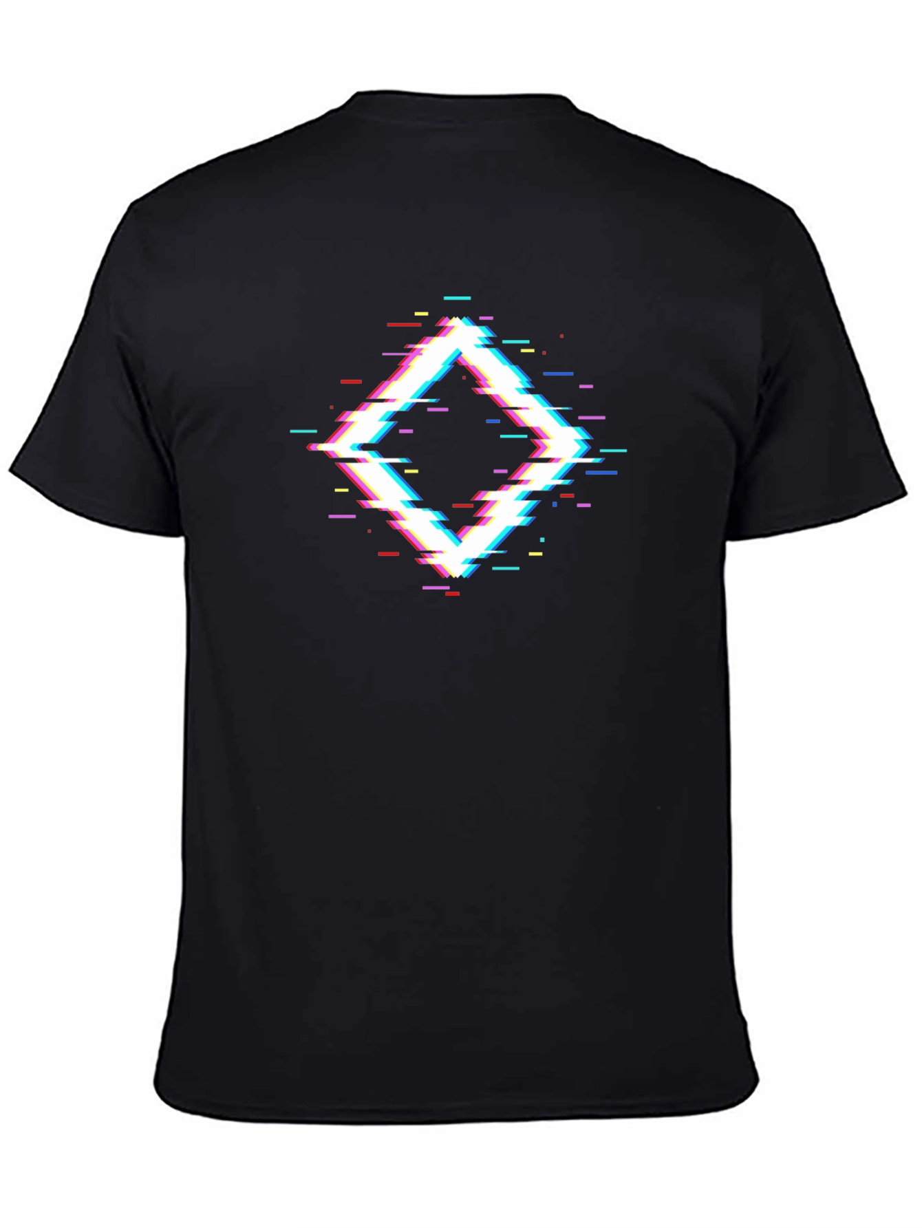 Glitch Diamond Black T-Shirt - Modern Geometric Design