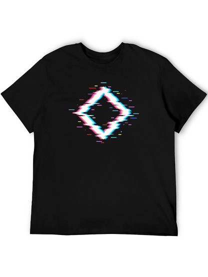 Glitch Diamond Black T-Shirt - Modern Geometric Design