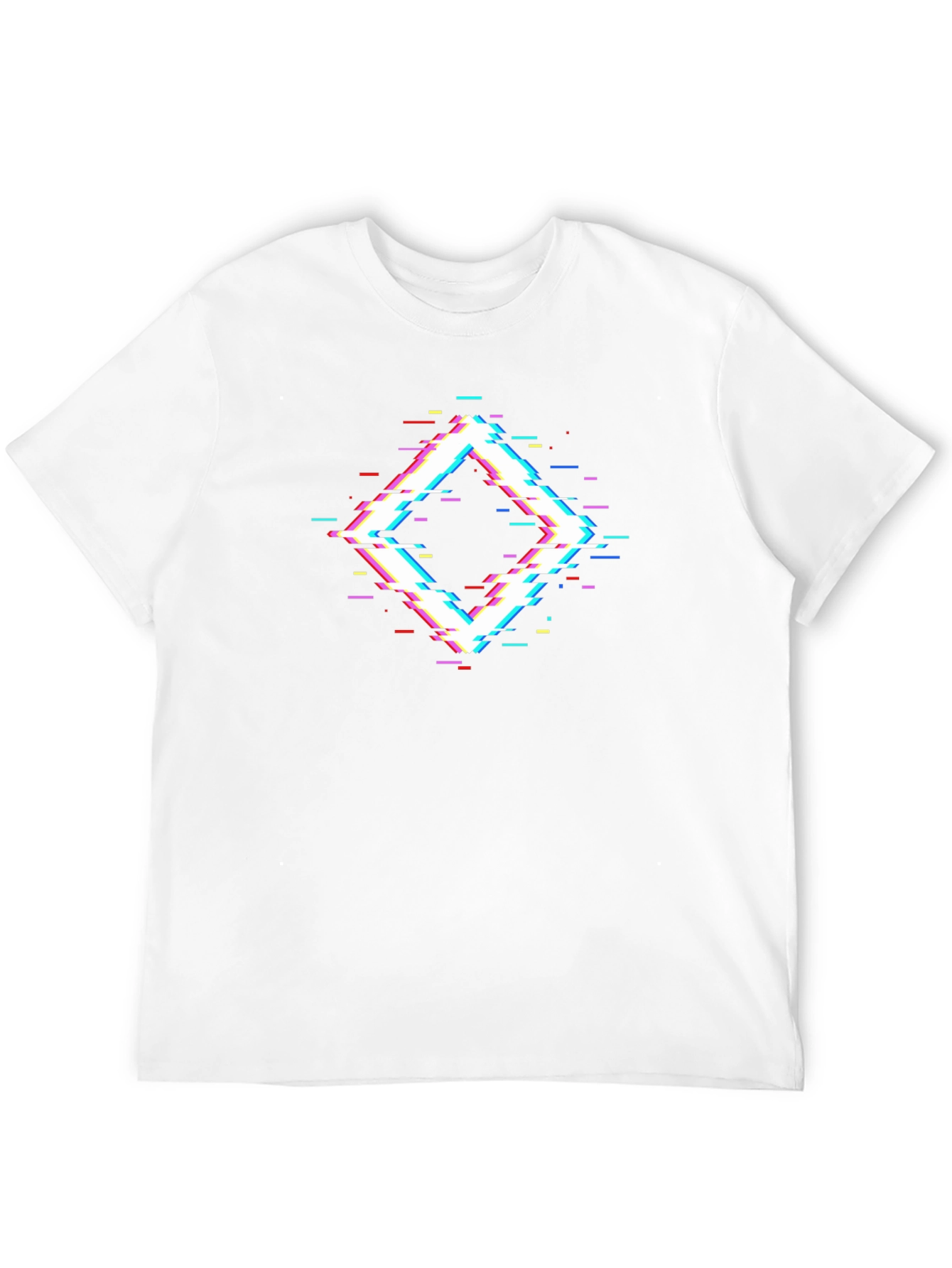 Glitch Diamond Black T-Shirt - Modern Geometric Design