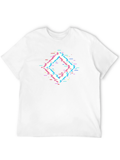 Glitch Diamond Black T-Shirt - Modern Geometric Design