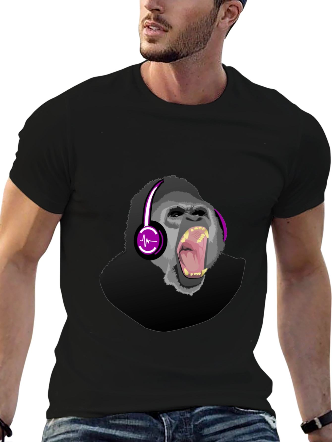 Gorilla DJ Graphic T-Shirt - Mens Black Tee