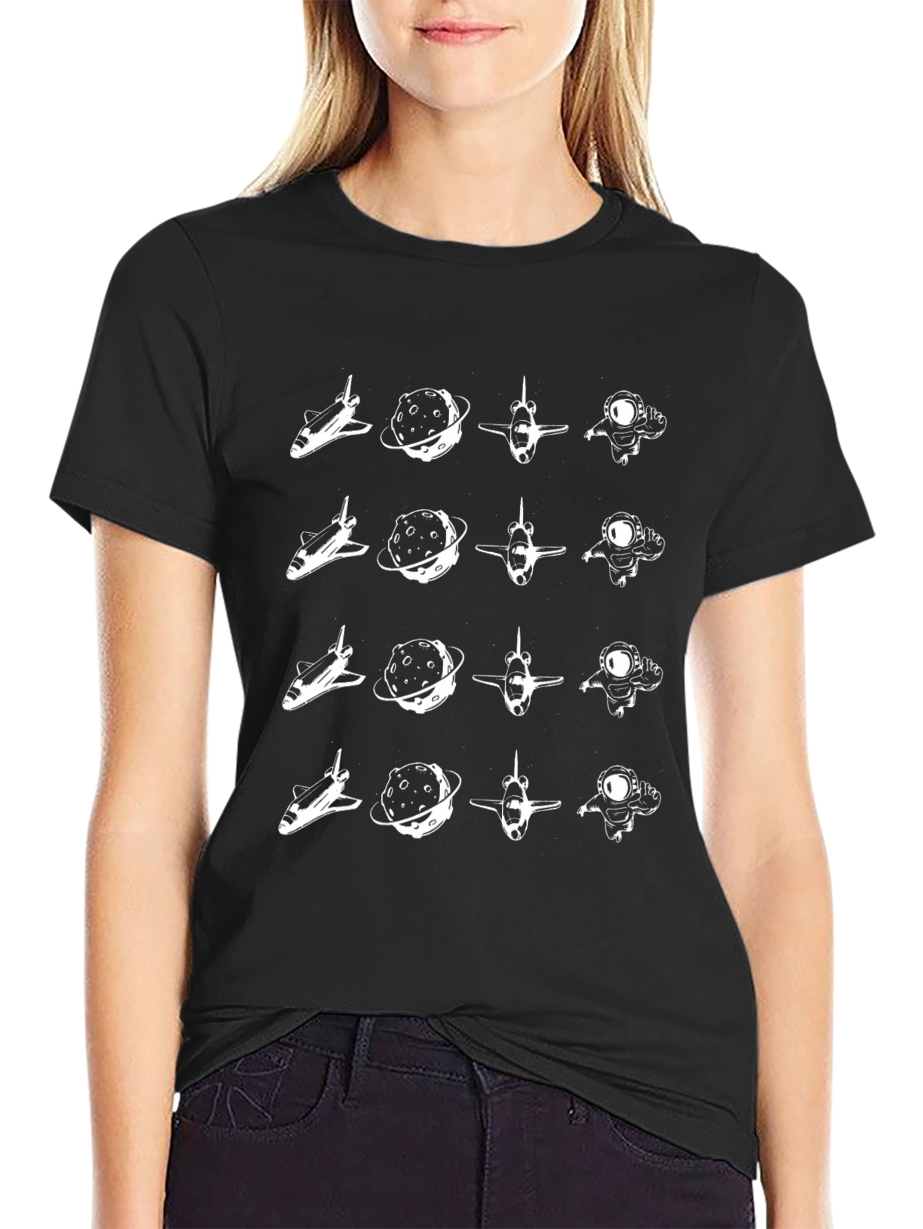 Space Exploration Graphic T-Shirt - Black