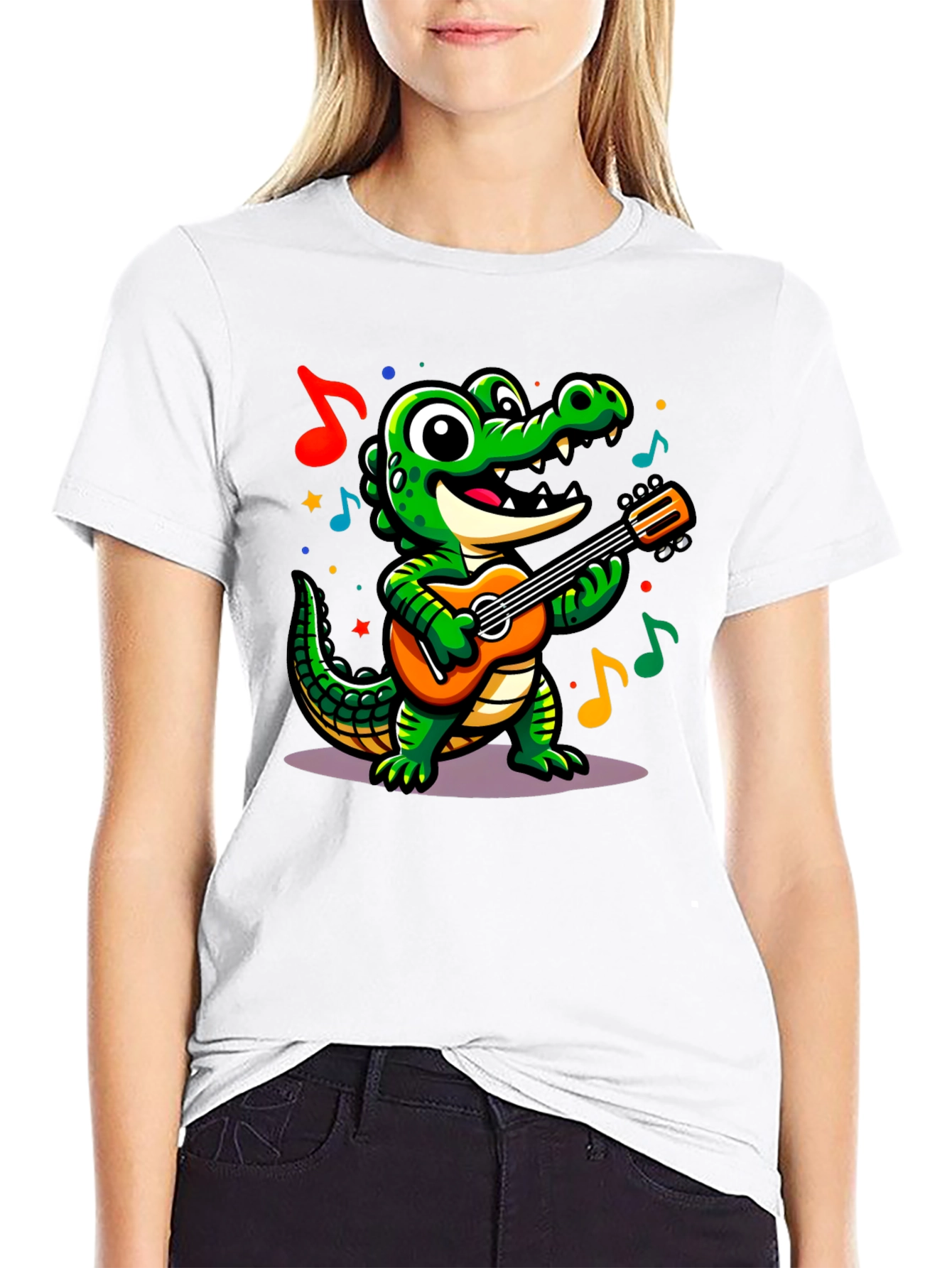 Cartoon Alligator Guitar T-Shirt
