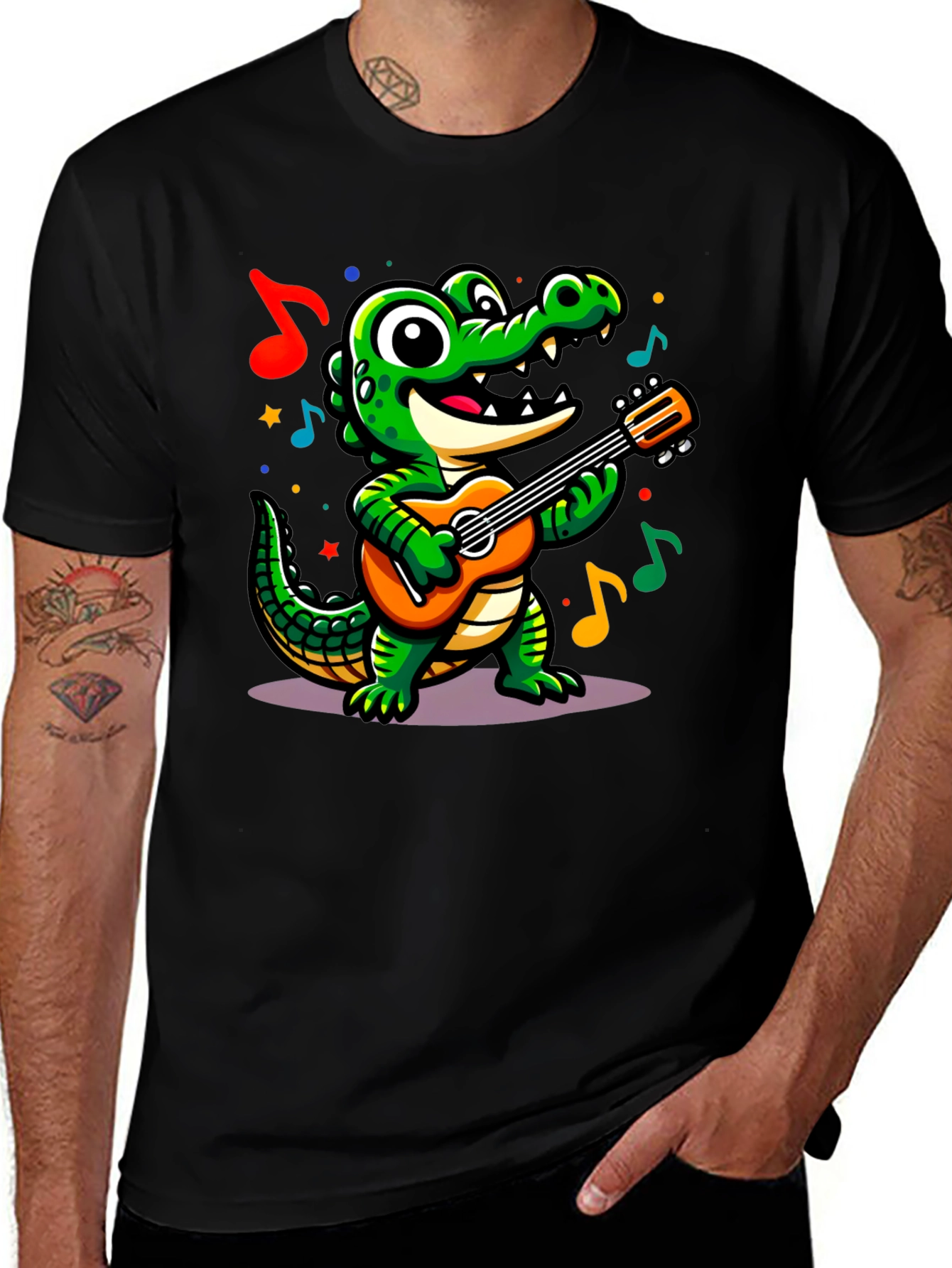 Cartoon Alligator Guitar T-Shirt