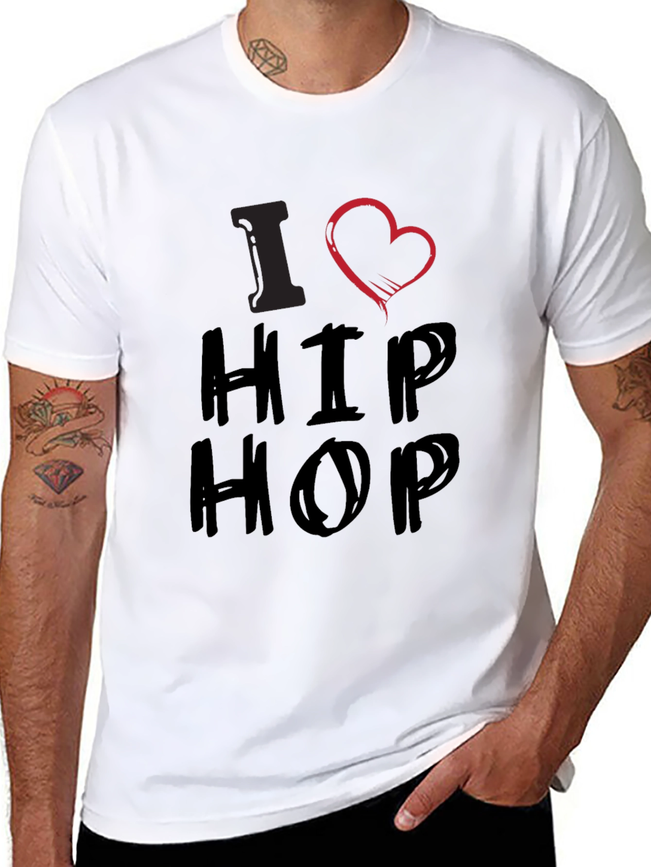 I Heart Hip Hop Graphic T-Shirt - Casual Wear