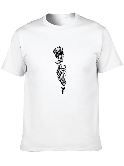 Rose Skull Skeleton Graphic Black T-Shirt