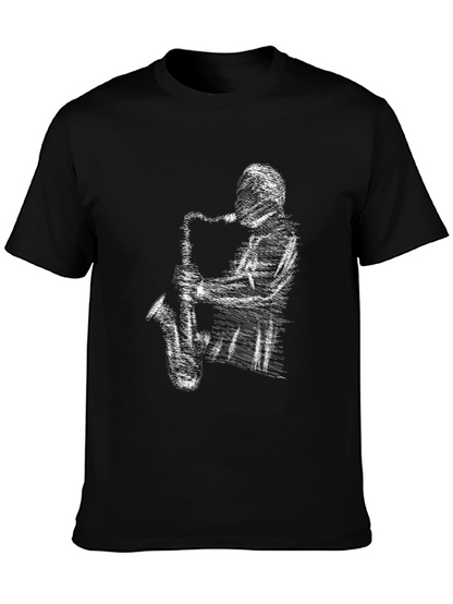 Saxophone Player Graphic Tee - Cool Music T-Shirt