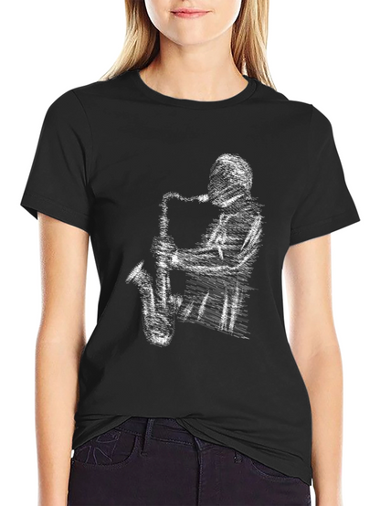 Saxophone Player Graphic Tee - Cool Music T-Shirt