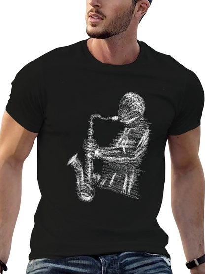Saxophone Player Graphic Tee - Cool Music T-Shirt