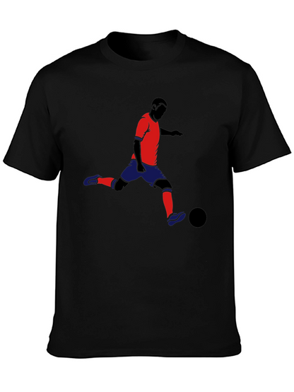 Soccer Player Graphic T-Shirt - Black