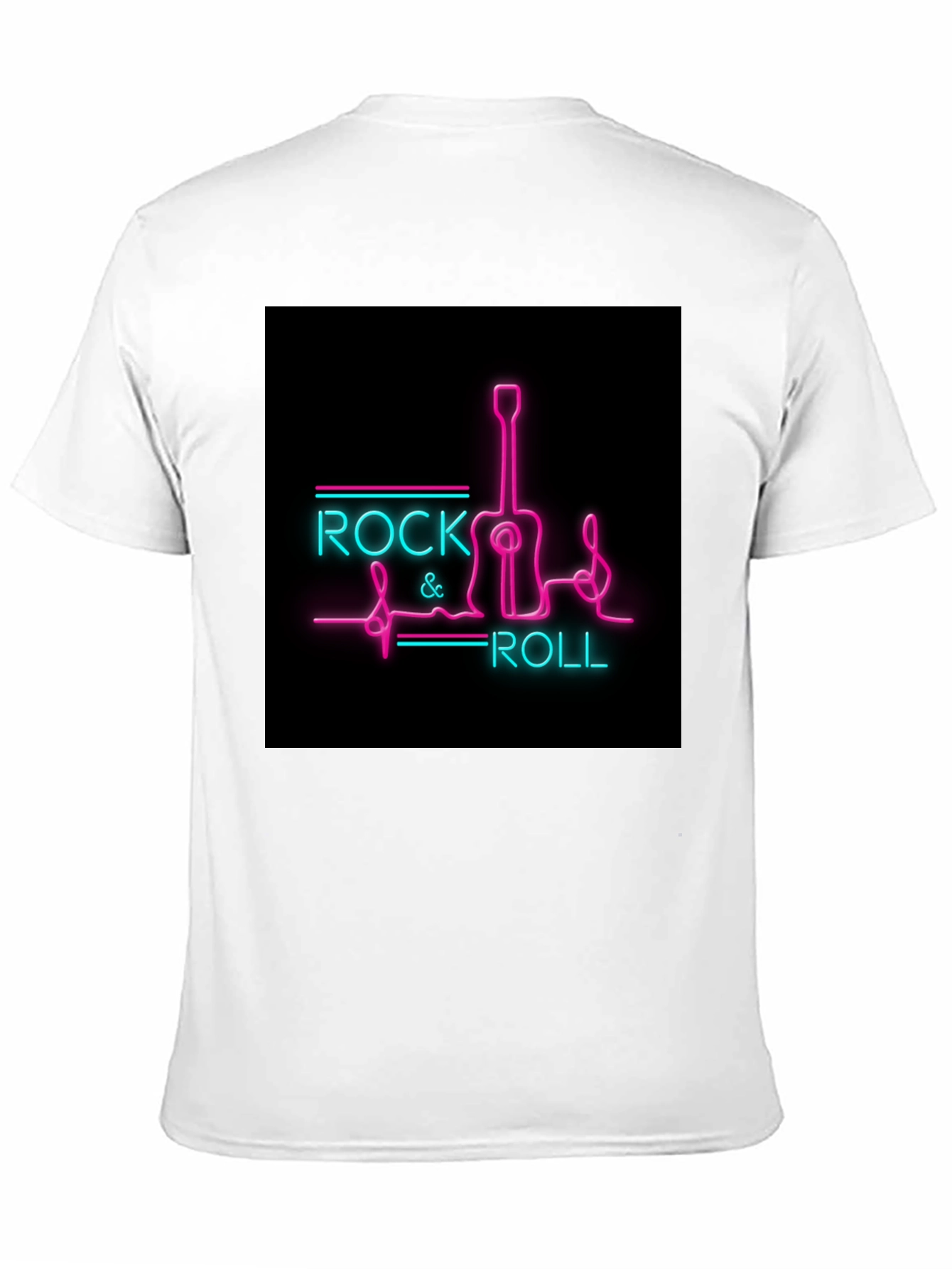 Rock & Roll Guitar Neon Graphic Black T-Shirt
