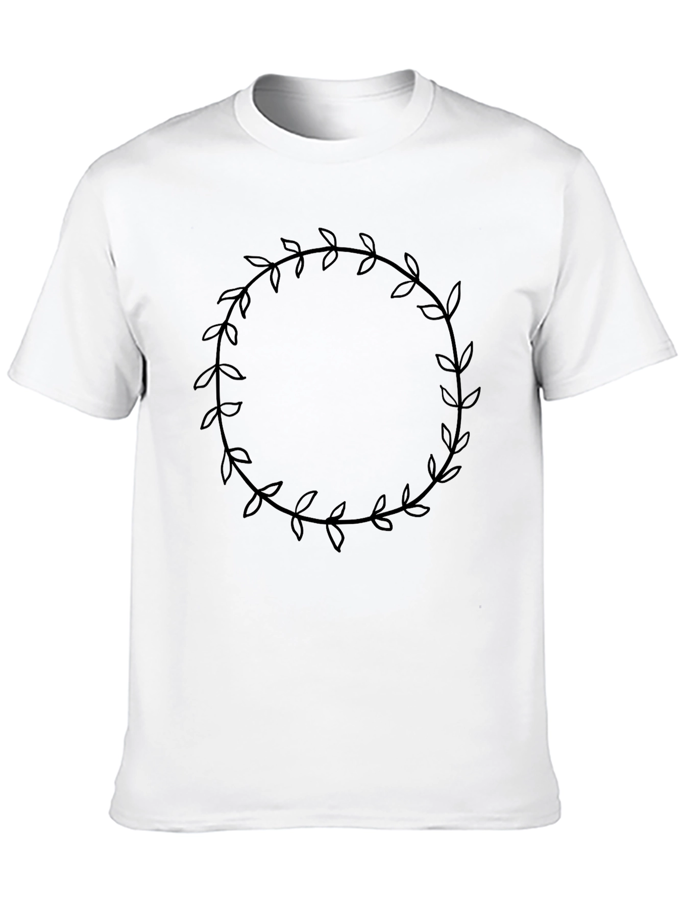 Leaf Wreath Graphic Black T-Shirt