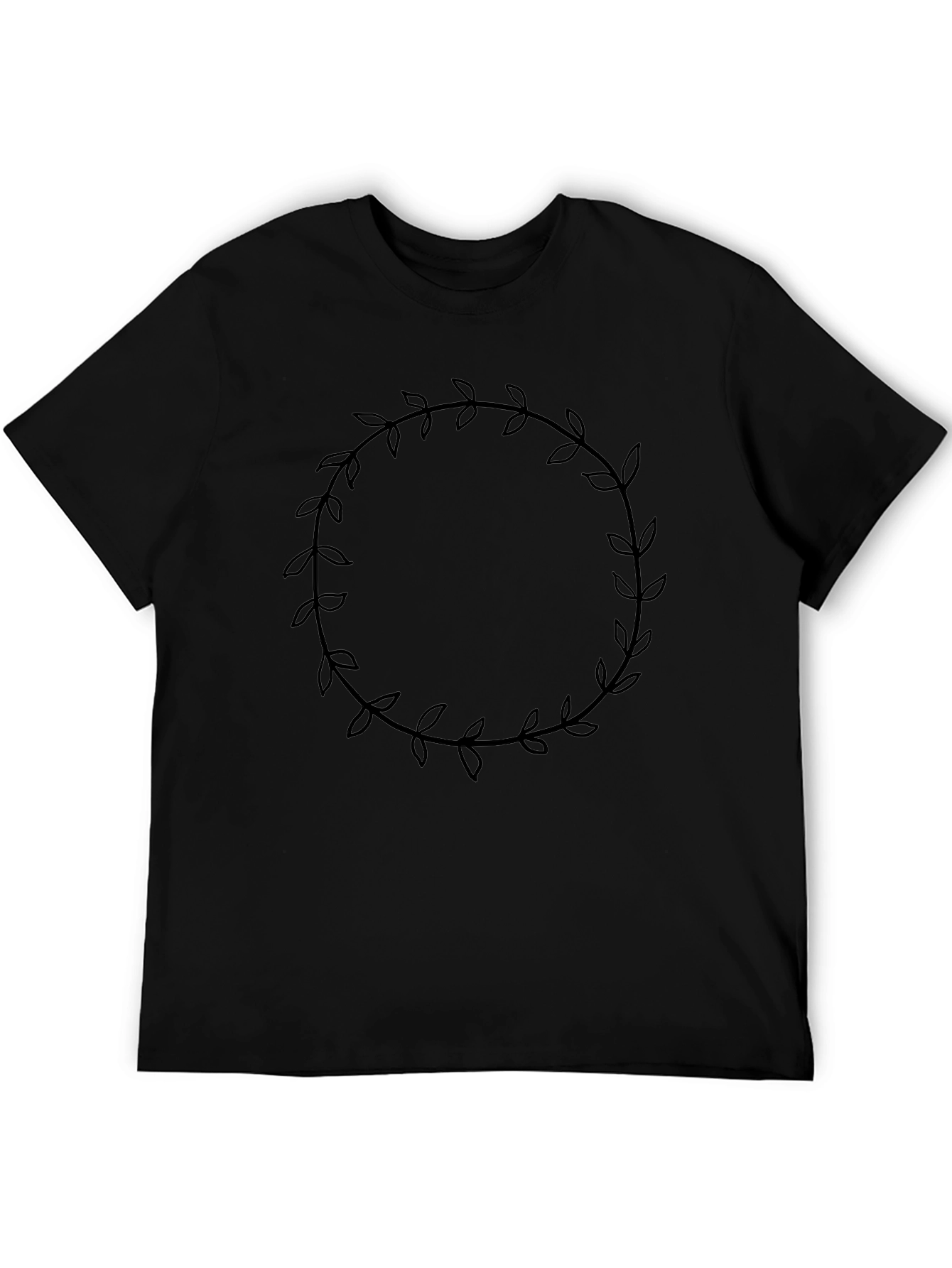 Leaf Wreath Graphic Black T-Shirt