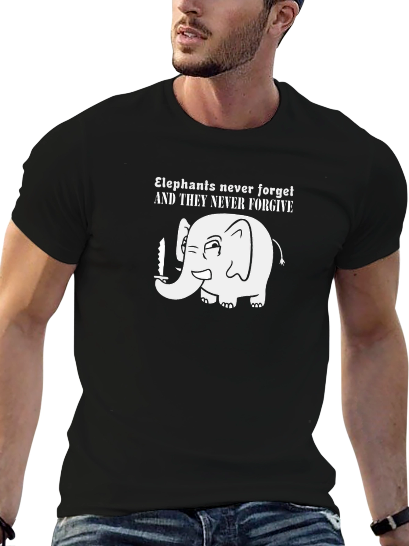 Elephant Never Forget Funny Graphic T-Shirt