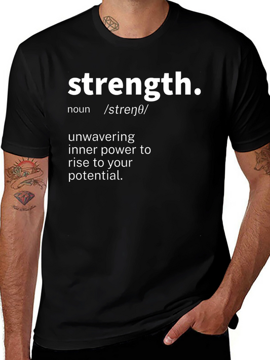 Strength Definition Black T-Shirt - Motivational Tee