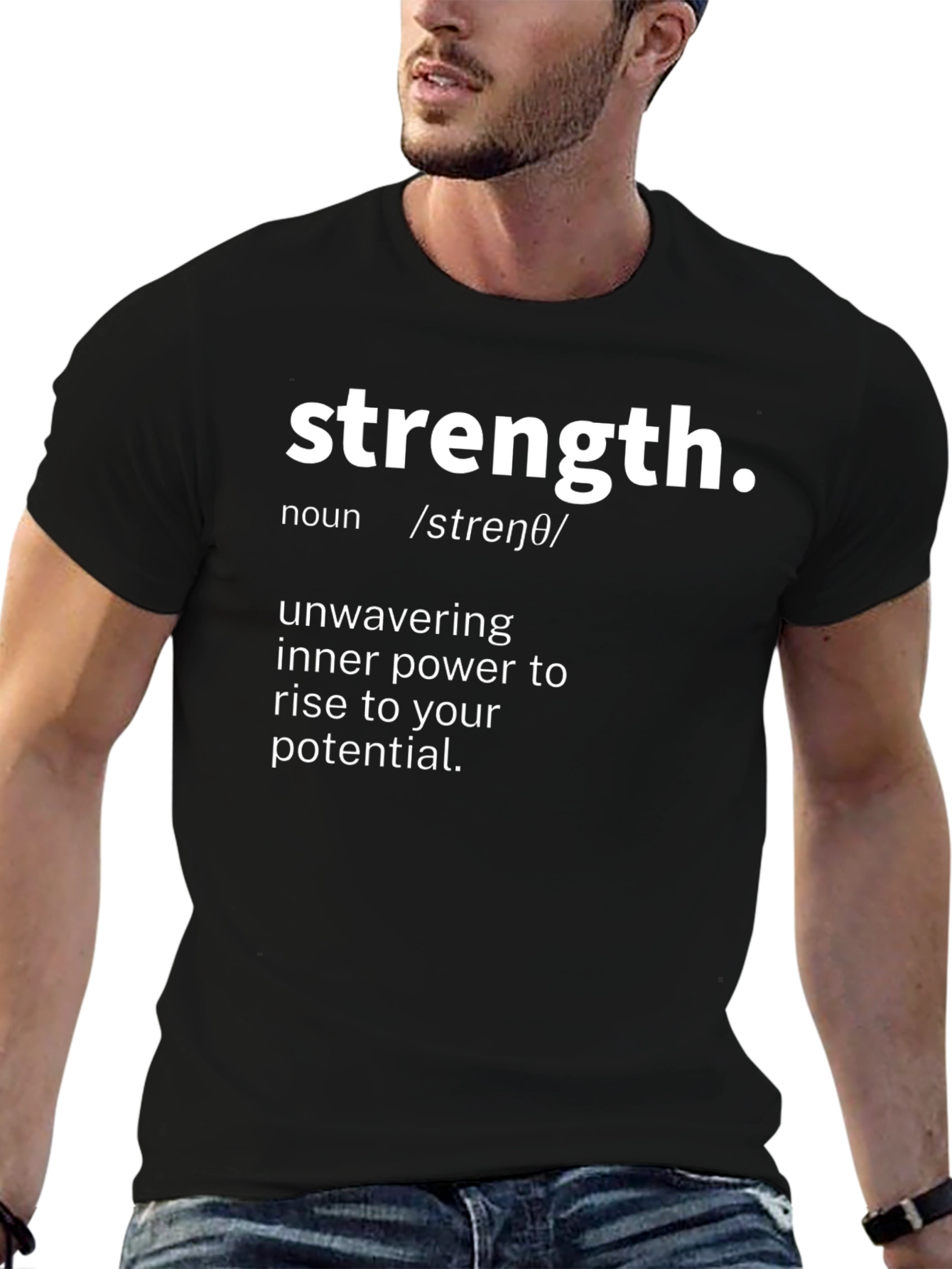 Strength Definition Black T-Shirt - Motivational Tee