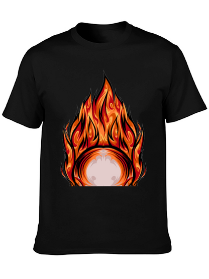 Fiery Graphic Print Black T-Shirt