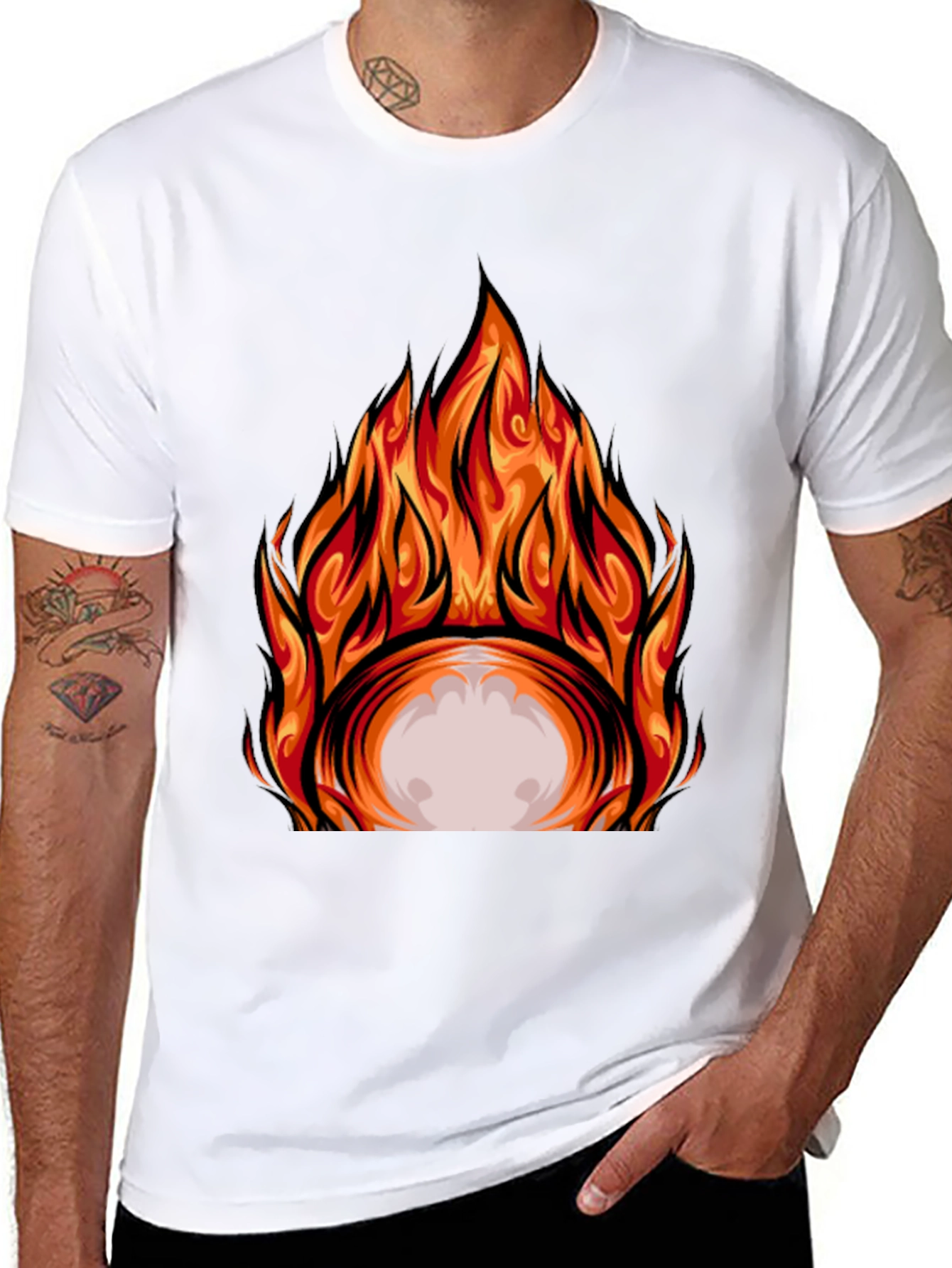 Fiery Graphic Print Black T-Shirt
