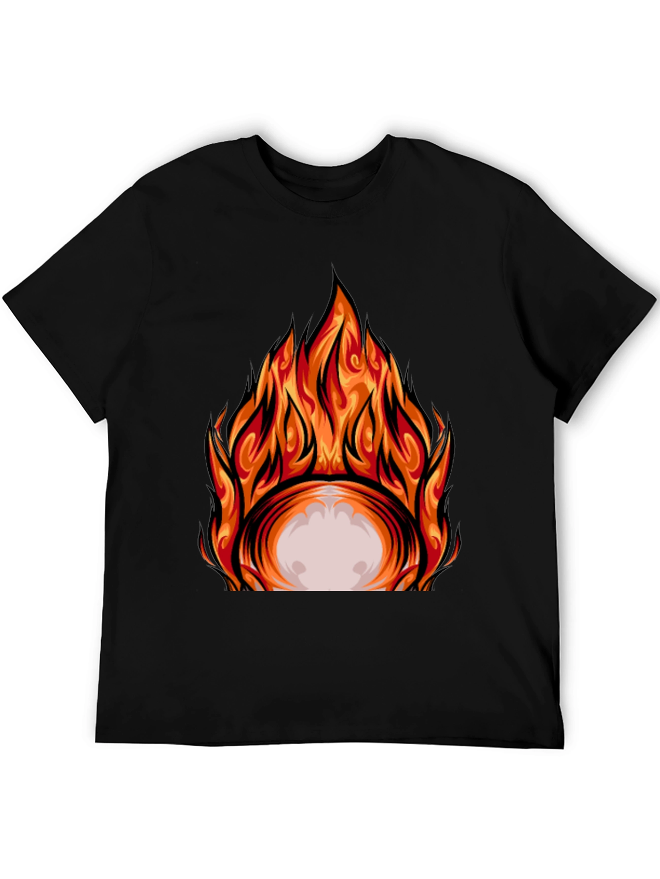 Fiery Graphic Print Black T-Shirt