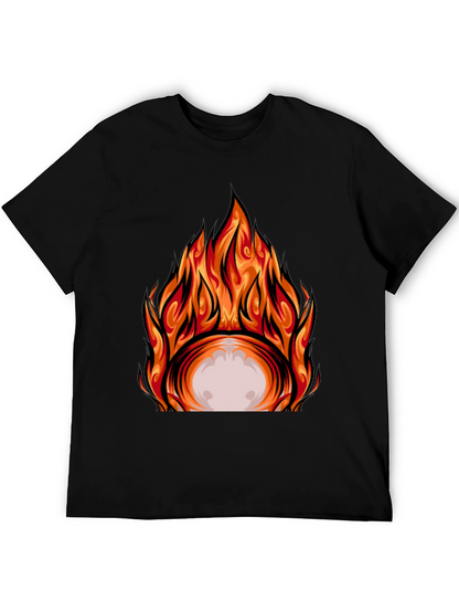 Fiery Graphic Print Black T-Shirt