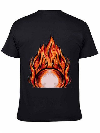 Fiery Graphic Print Black T-Shirt