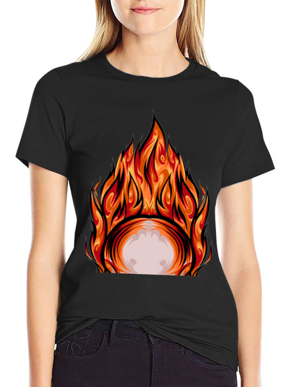 Fiery Graphic Print Black T-Shirt