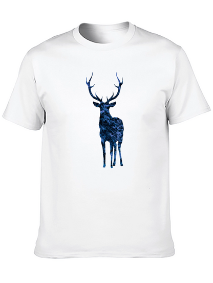Nature Deer Graphic Tee - Trendy Mens Black T-Shirt