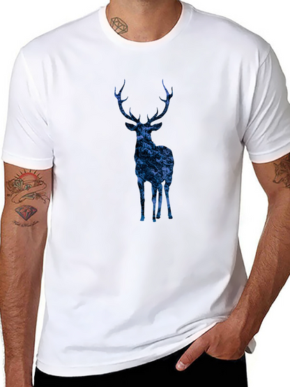 Nature Deer Graphic Tee - Trendy Mens Black T-Shirt